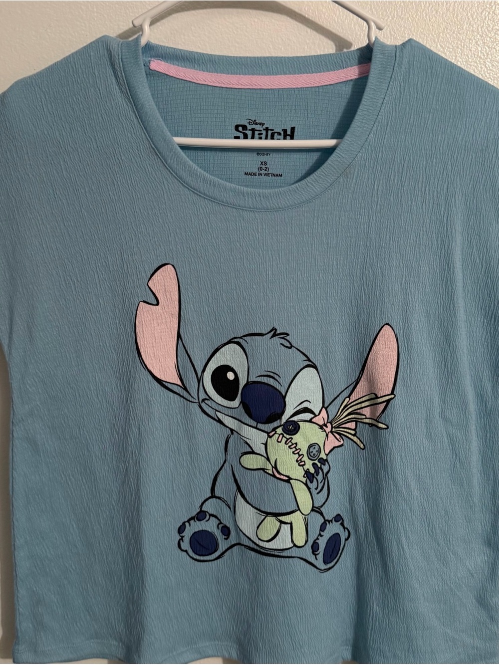 Disney Light Blue Stitch Graphic Women’s  PJs (Oversized-Med) Pink Accents